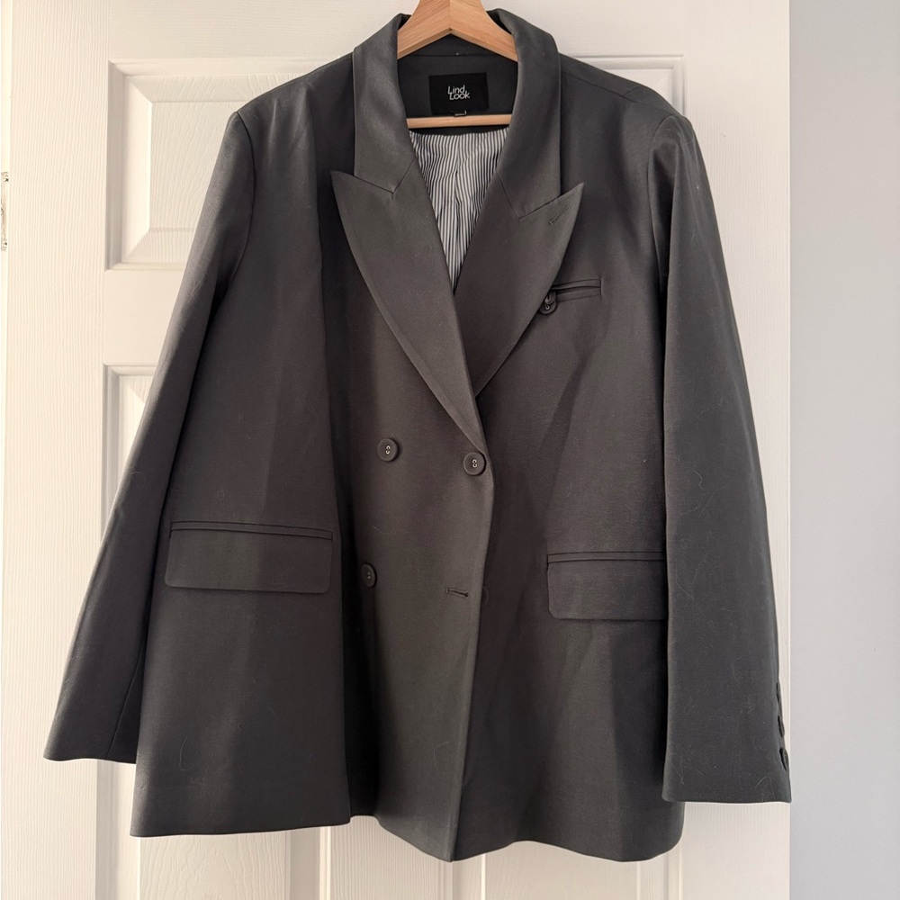 LOFT Women's Charcoal Double-Breasted Blazer